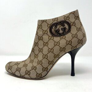 Gucci Vintage Monogram GG Canvas Booties with Stiletto Heel – Size 7B
